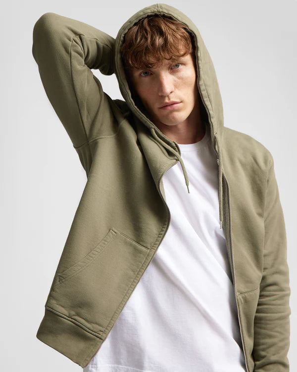 Classic Organic Zip Hoodie - Dusty Olive