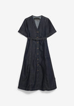 Laden Sie das Bild in den Galerie-Viewer, Jeans-Midi-Kleid mit Gürtel Bio Baumwoll-Mix
