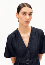 Laden Sie das Bild in den Galerie-Viewer, Jeans-Midi-Kleid mit Gürtel Bio Baumwoll-Mix
