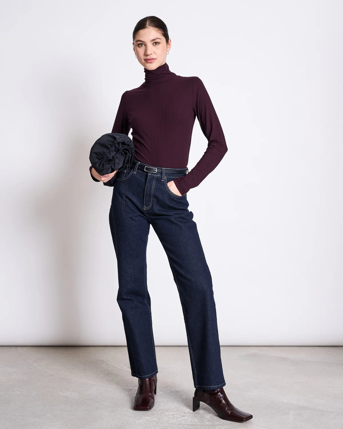 Lyocell Rib Turtleneck Shirt Mio