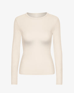 Women Organic Rib LS T-Shirt - Ivory White