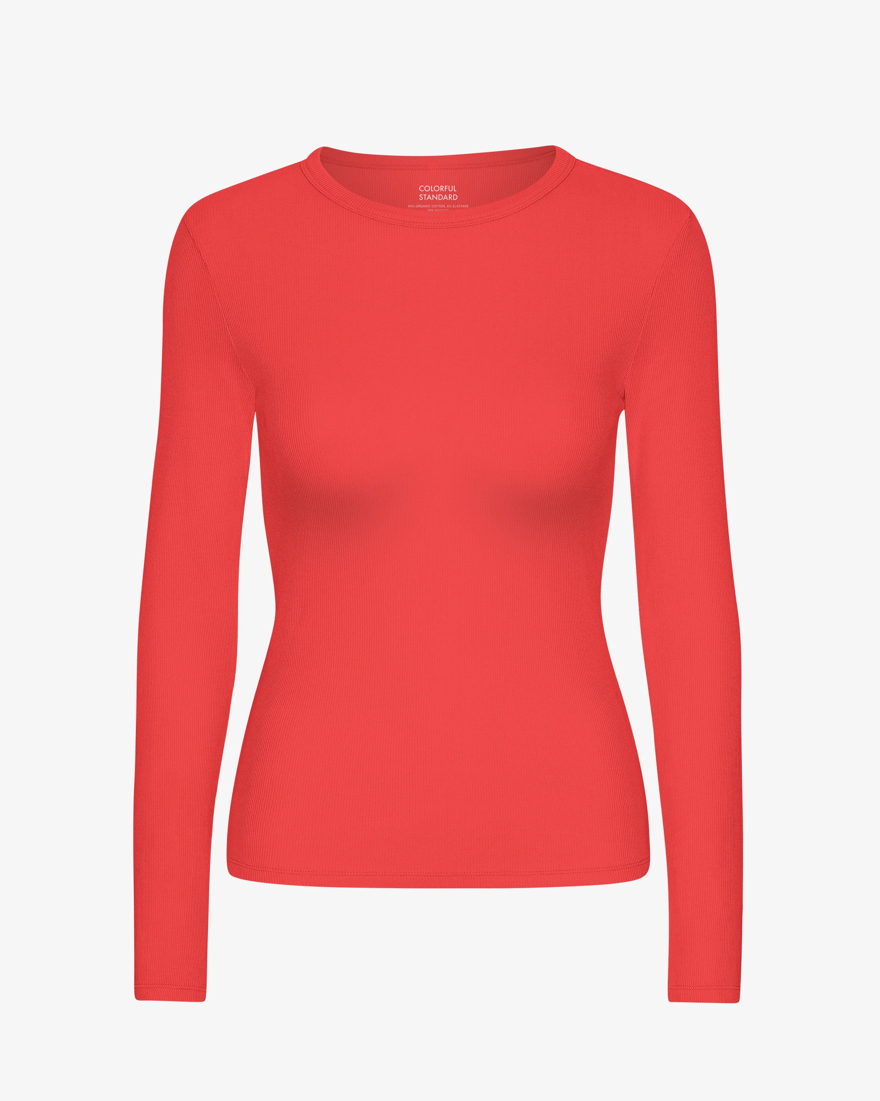 Women Organic Rib LS T-Shirt - Red Tangerine