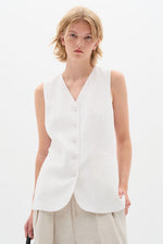 Laden Sie das Bild in den Galerie-Viewer, Leinen Weste Farida Pure White
