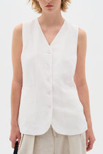 Laden Sie das Bild in den Galerie-Viewer, Leinen Weste Farida Pure White
