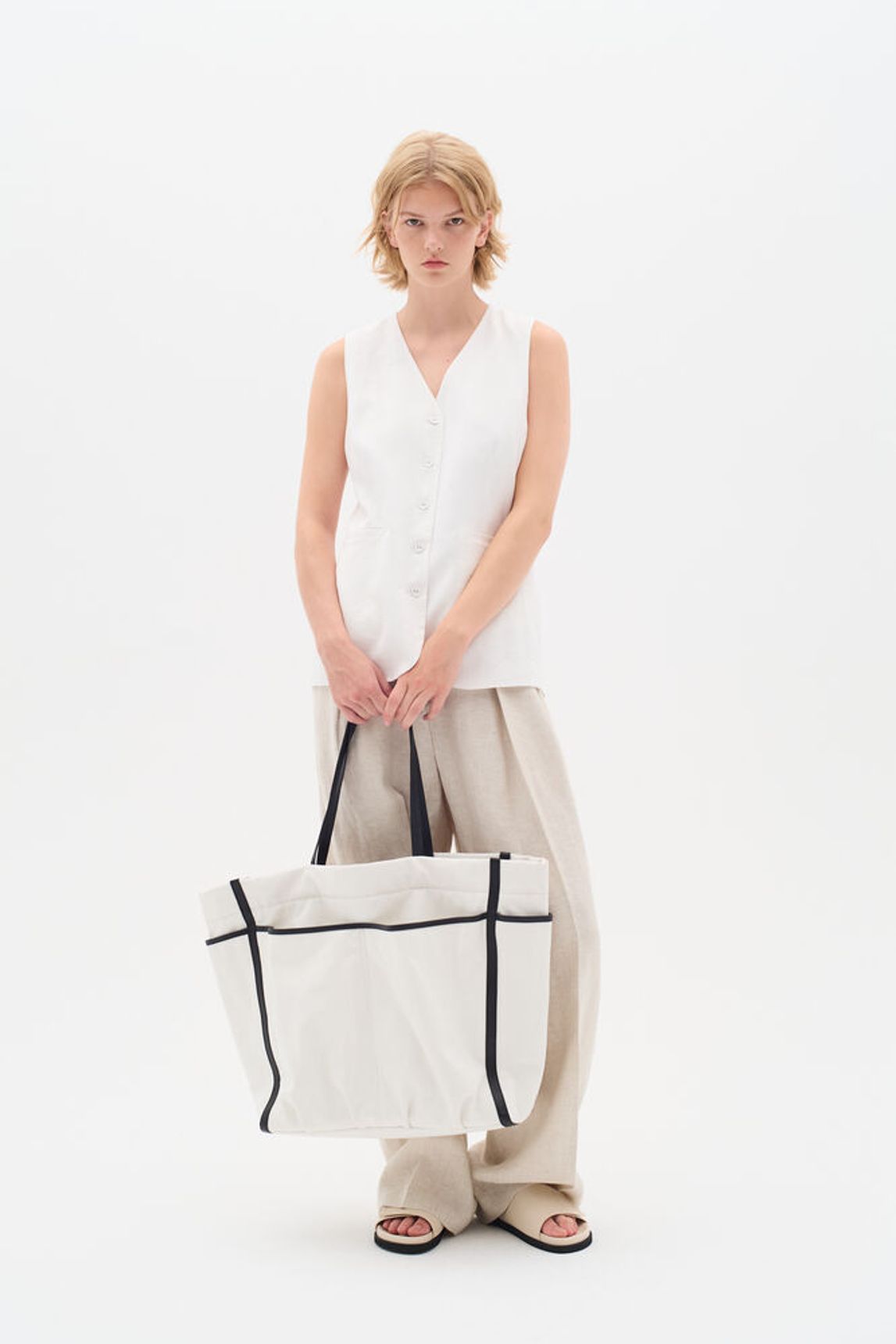 Leinen Weste Farida Pure White