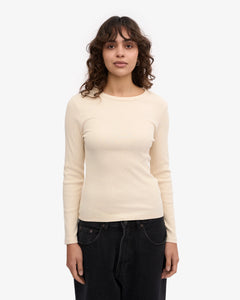 Women Organic Rib LS T-Shirt - Ivory White