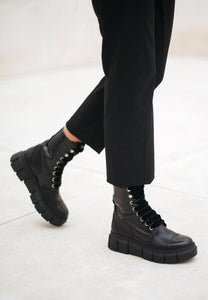 Combat Boots Croco Black